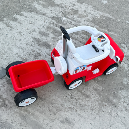 Masinuta pentru copii 4 in 1, Kinderplay FunnyBunny 60W 6V, cu telecomanda si remorca, rosie [14]