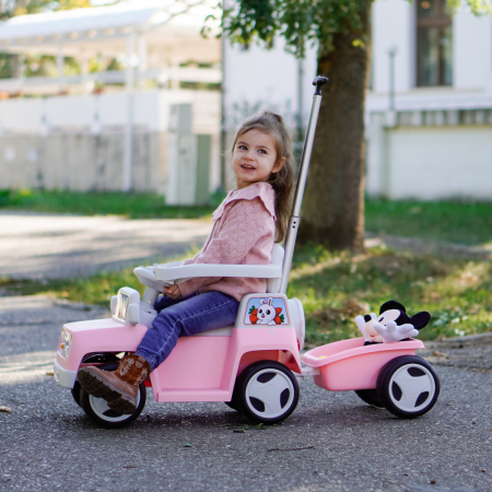 Masinuta pentru copii 4 in 1, Kinderplay FunnyBunny 60W 6V, cu telecomanda si remorca, roz [4]