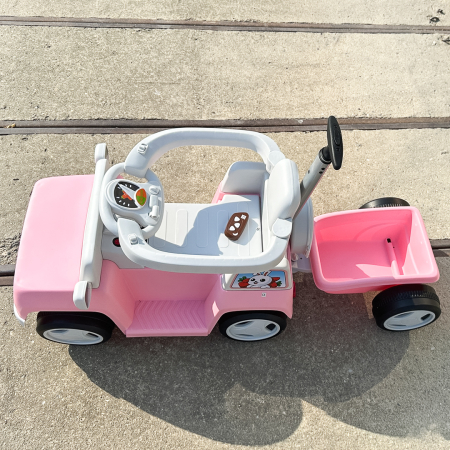 Masinuta pentru copii 4 in 1, Kinderplay FunnyBunny 60W 6V, cu telecomanda si remorca, roz [21]