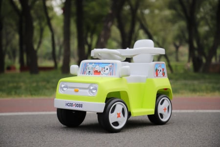 Masinuta pentru copii 4 in 1, Kinderplay FunnyBunny 60W 6V, cu telecomanda si remorca, verde [2]