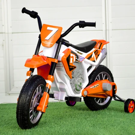 Motocicleta electrica pentru copii 3-7 ani, Kinderplay BJH022, 12V, echipata premium, orange [1]