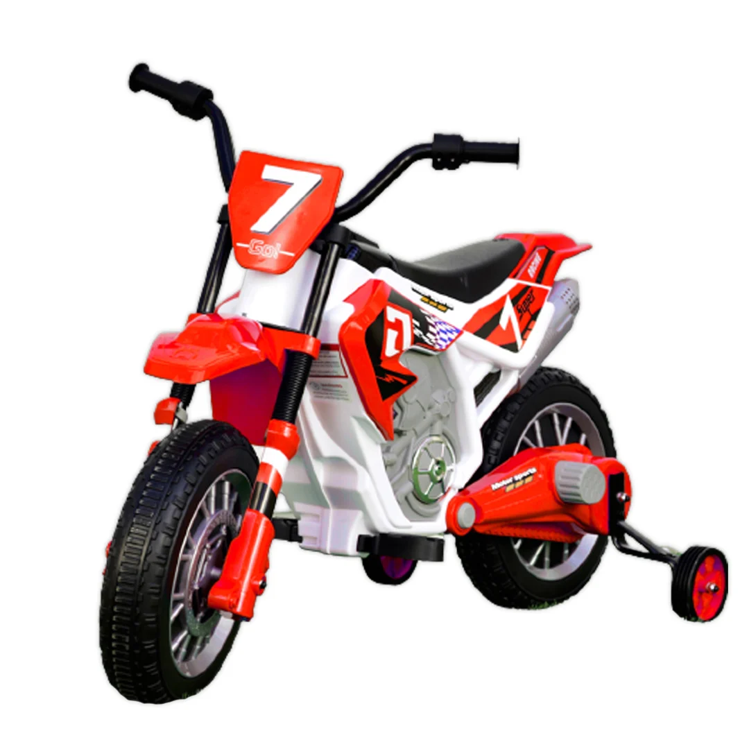 Produse in stoc - Motocicleta electrica pentru copii 3-7 ani, Kinderplay BJH022, 12V, echipata premium, rosie