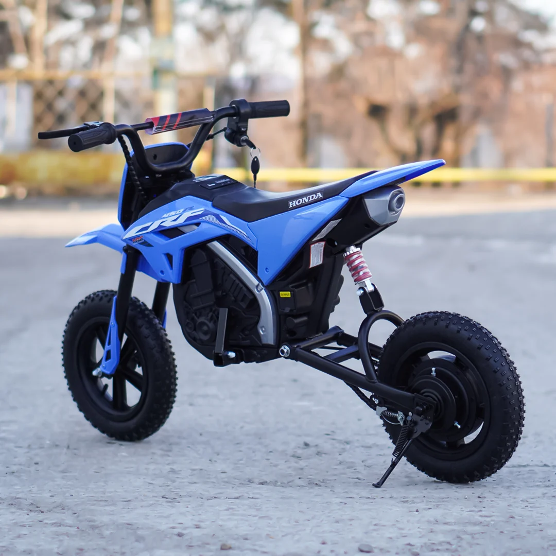 Motocicleta electrica pentru copii 5-10 ani, Honda CRF450 250W, 24V, roti gonflabile, albastra [8]