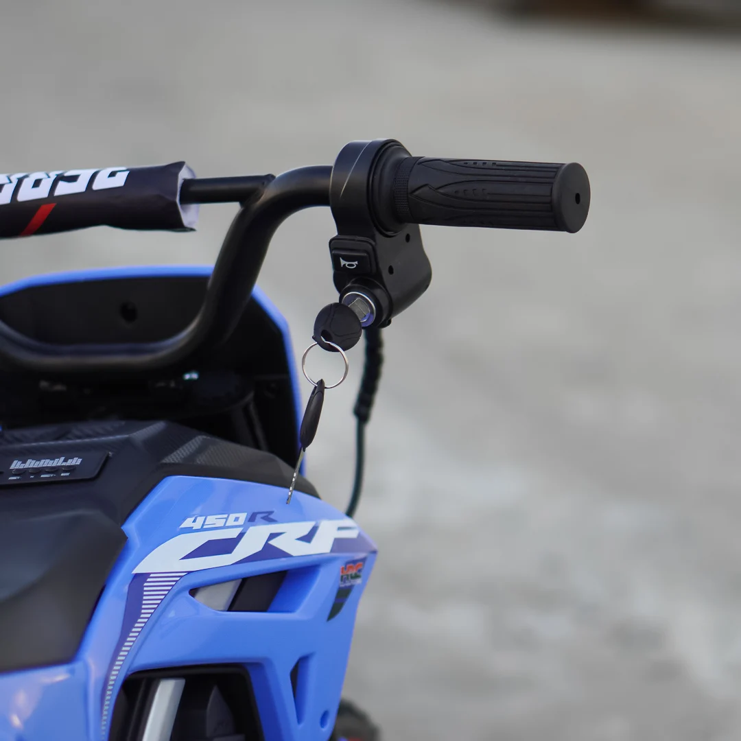 Motocicleta electrica pentru copii 5-10 ani, Honda CRF450 250W, 24V, roti gonflabile, albastra [11]