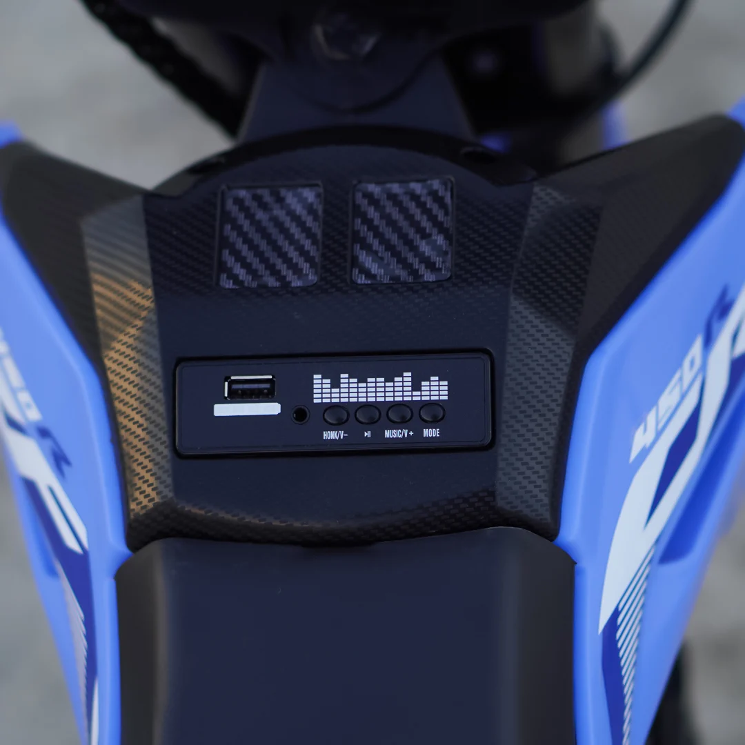 Motocicleta electrica pentru copii 5-10 ani, Honda CRF450 250W, 24V, roti gonflabile, albastra [16]