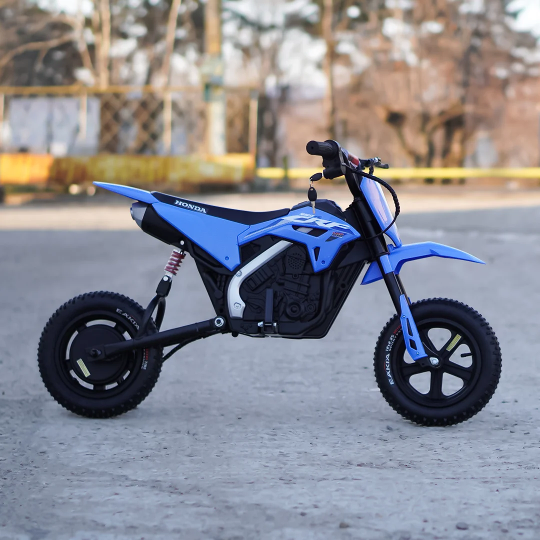 Motocicleta electrica pentru copii 5-10 ani, Honda CRF450 250W, 24V, roti gonflabile, albastra [7]