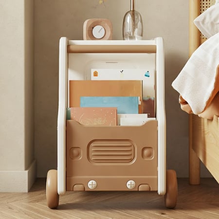 Organizator jucării Kinderplay forma autobuz cu roti, multifuncțional, suport pentru piese lego, cafeniu [2]