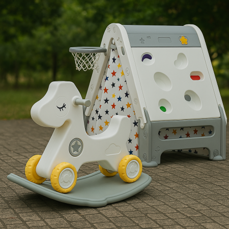 Pachete promotionale - Pachet Kinderplay Distracție si Dezvoltare – Cort de joaca 6 în 1  + balansoar si premergator tip calut cu sunete interactive