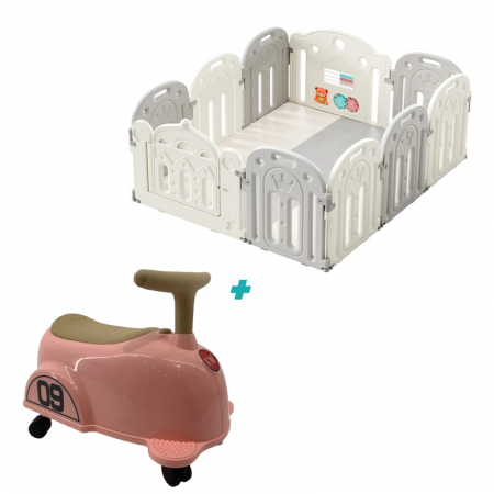 Pachete promotionale - Pachet Kinderplay Joaca in Siguranta – Loc de joaca, accesorii incluse + Premergator tip masinuta ergonomic pentru fete 1-3 ani