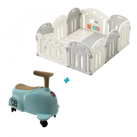 Pachete promotionale - Pachet Kinderplay Joaca in Siguranta – Loc de joaca cu usa de siguranta + Premergator tip masinuta ergonomic pentru baieti 1-3 ani