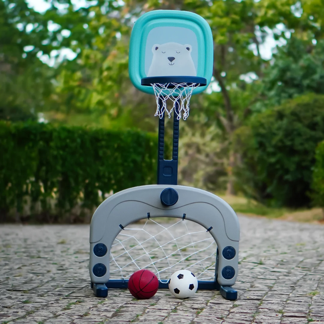 Pachet Kinderplay Joaca si Organizare – Dulapior pentru copii + Centru de activitati 3 in 1 cu cos de baschet, poarta de fotbal si mingi incluse [5]