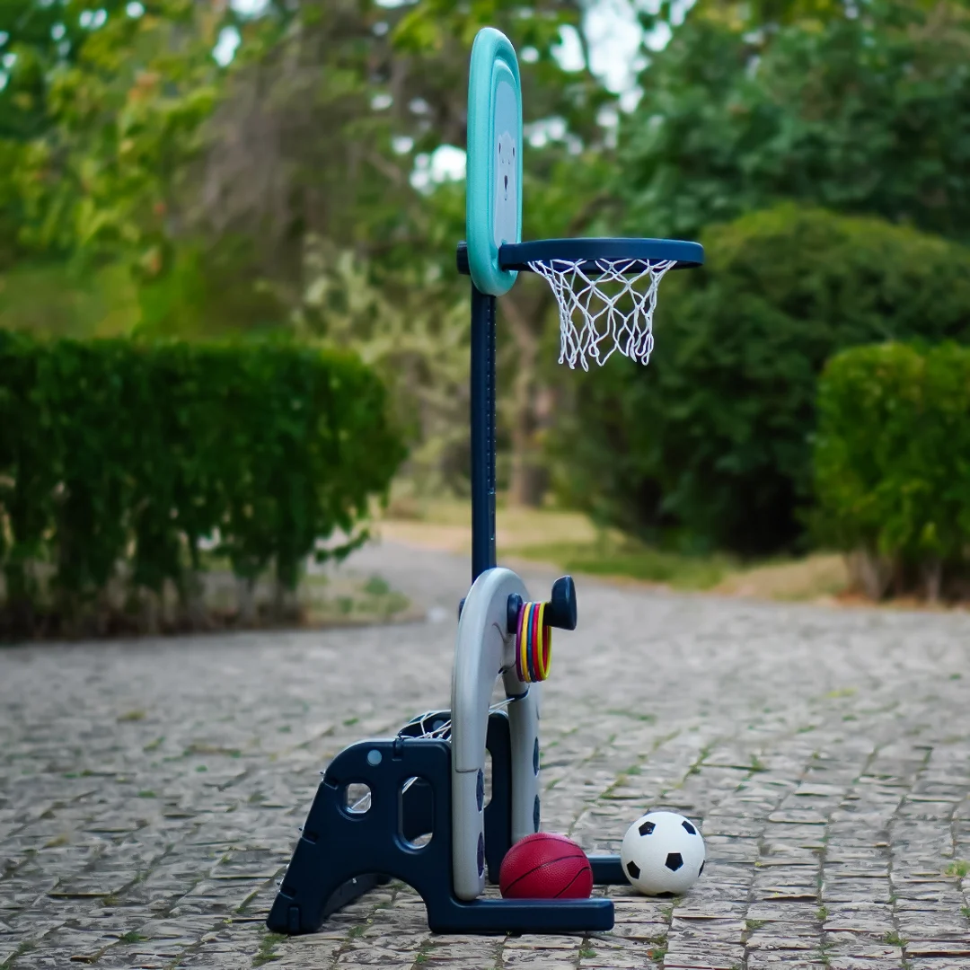 Pachet Kinderplay Joaca si Organizare – Dulapior pentru copii + Centru de activitati 3 in 1 cu cos de baschet, poarta de fotbal si mingi incluse [4]