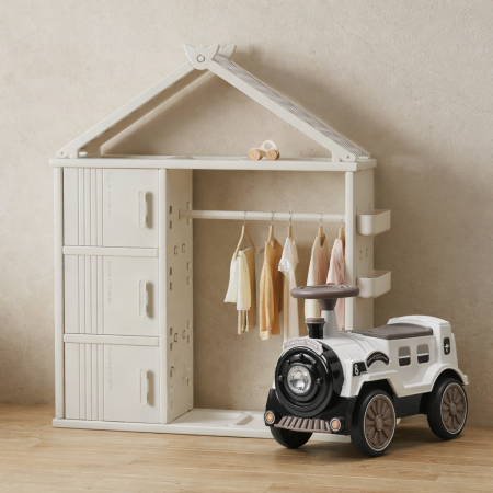 Pachet promo Kinderplay, dulapior tip casuta pentru organizare si premergator trenulet vintage pentru copii [2]