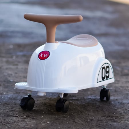 Premergator Kinderplay BabyCar tip masinuta, pentru copii intre 1 si 2 ani, design ergonomic, echipare standard, alba [2]