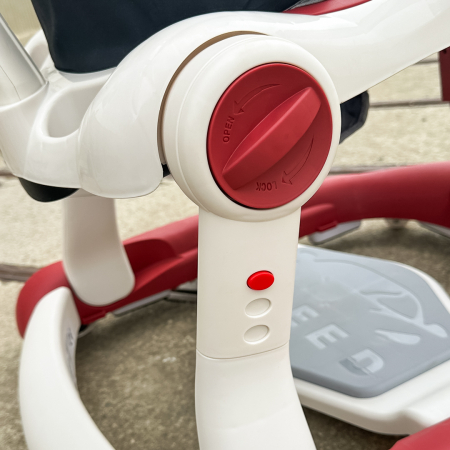 Premergator Kinderplay Walker 5 in 1 pentru copii 6-18 luni, balansoar, jumper, maner parental, parasolar, volan, lumini si muzica, reglabil si pliabil, rosu [16]