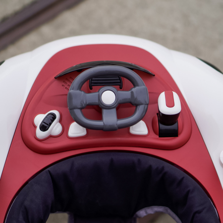 Premergator Kinderplay Walker 5 in 1 pentru copii 6-18 luni, balansoar, jumper, maner parental, parasolar, volan, lumini si muzica, reglabil si pliabil, rosu [19]