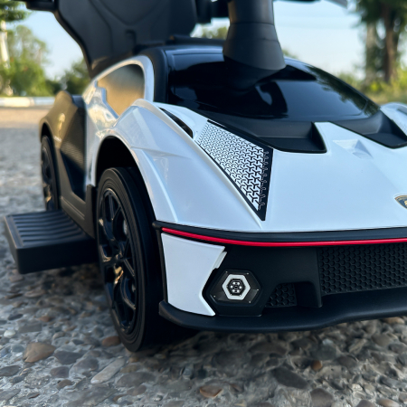Premergator masinuta Lamborghini Essenza SCV12 pentru copii, 1-3 ani, roti moi, alb [10]