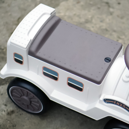 Premergator trenulet, Kinderplay Vintage Train, pentru copii, 18-30 luni, roti EVA, alb [12]