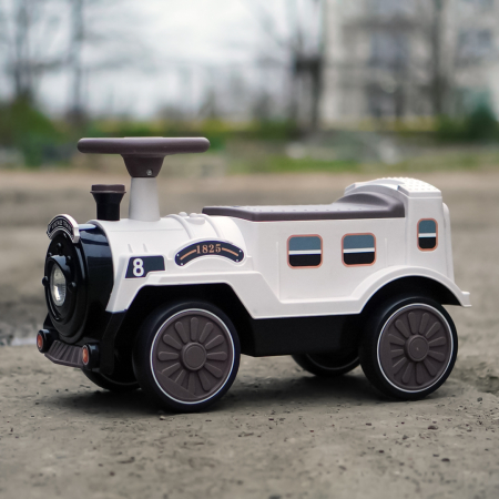 Premergator trenulet, Kinderplay Vintage Train, pentru copii, 18-30 luni, roti EVA, alb [4]