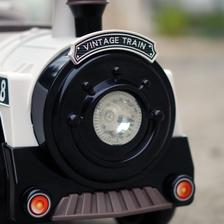 Premergator trenulet, Kinderplay Vintage Train, pentru copii, 18-30 luni, roti EVA, alb [9]