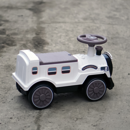 Premergator trenulet, Kinderplay Vintage Train, pentru copii, 18-30 luni, roti EVA, alb [6]