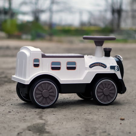 Premergator trenulet, Kinderplay Vintage Train, pentru copii, 18-30 luni, roti EVA, alb [7]