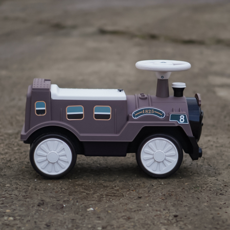 Premergator trenulet, Kinderplay Vintage Train, pentru copii, 18-30 luni, roti EVA, maro [6]