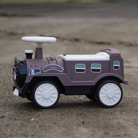 Premergator trenulet, Kinderplay Vintage Train, pentru copii, 18-30 luni, roti EVA, maro [2]