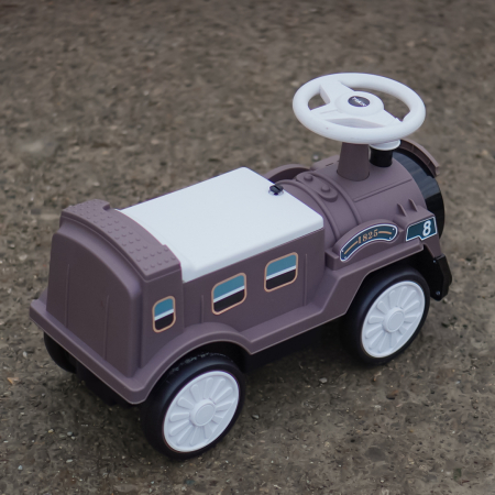 Premergator trenulet, Kinderplay Vintage Train, pentru copii, 18-30 luni, roti EVA, maro [4]