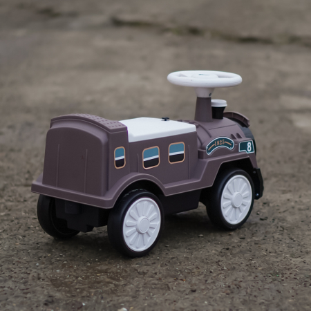 Premergator trenulet, Kinderplay Vintage Train, pentru copii, 18-30 luni, roti EVA, maro [5]