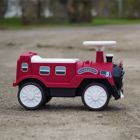 Premergator trenulet, Kinderplay Vintage Train, pentru copii, 18-30 luni, roti EVA, rosu [4]