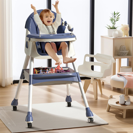 Scaun de masa si de joaca pentru copii 6–36 luni, ajustabil, inaltime reglabila, tava detasabila, centura de siguranta, albastru [2]