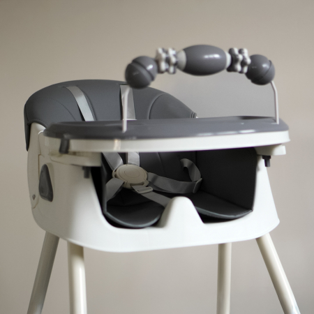 Scaun de masa si de joaca pentru copii 6–36 luni, ajustabil, inaltime reglabila, tava detasabila, centura de siguranta, gri [7]