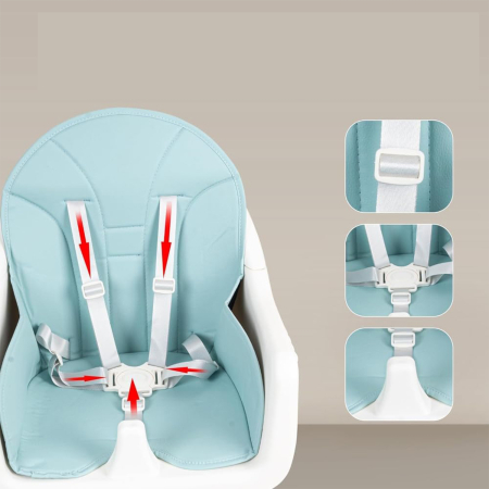 Scaun de masa si de joaca pentru copii 6–36 luni, ajustabil, inaltime reglabila, tava detasabila, centura de siguranta, verde [3]