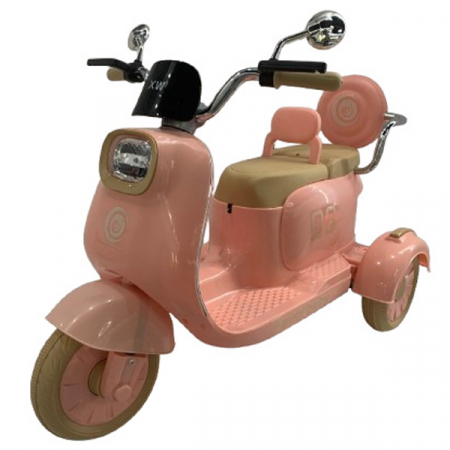 Trotinete & biciclete - Scuter electric FavorBaby cu 3 roti pentru copii, 2 locuri, telecomanda inclusa, 70W, music player, efecte sonore si luminoase, roz