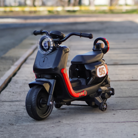 Scuter electric pentru copii, Kinderplay Scooty, telecomanda control parental, 70W, 6V 7Ah, negru [2]