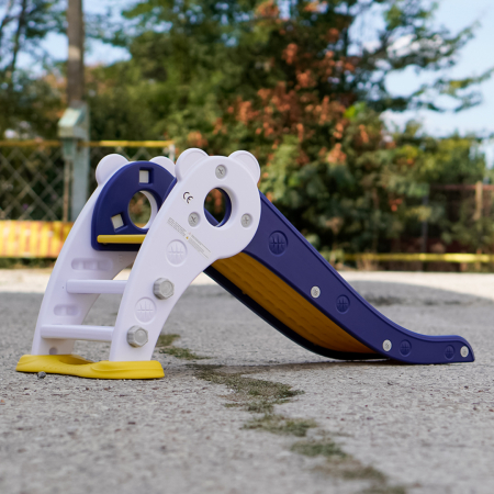 Tobogan pentru copii Kinderplay cu design ergonomic, pentru interior sau exterior, trepte antiderapante, pliabil, albastru [4]