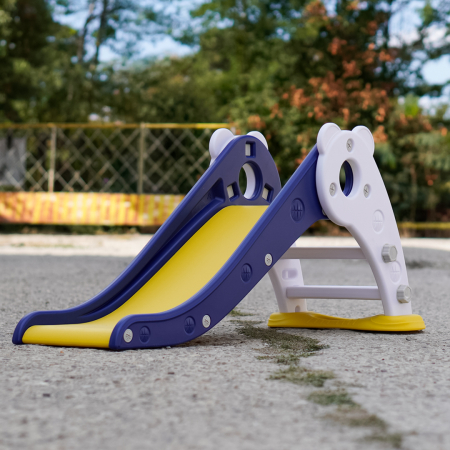 Tobogan pentru copii Kinderplay cu design ergonomic, pentru interior sau exterior, trepte antiderapante, pliabil, albastru [6]