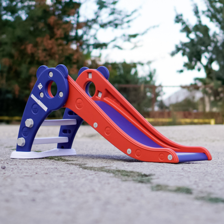 Tobogan pentru copii Kinderplay cu design ergonomic, pentru interior sau exterior, trepte antiderapante, pliabil, rosu [3]