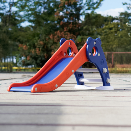 Tobogan pentru copii Kinderplay cu design ergonomic, pentru interior sau exterior, trepte antiderapante, pliabil, rosu [1]