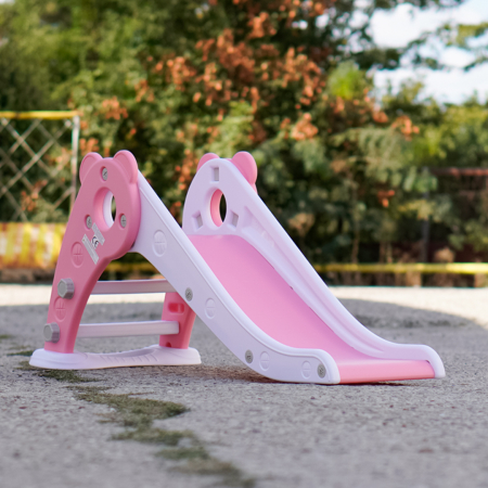 Tobogan pentru copii Kinderplay cu design ergonomic, pentru interior sau exterior, trepte antiderapante, pliabil, roz [5]
