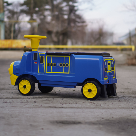 Trenulet electric pentru 2 copii 3-6 ani, CHUGGINGTON, 90W 12V, roti moi, albastru [7]