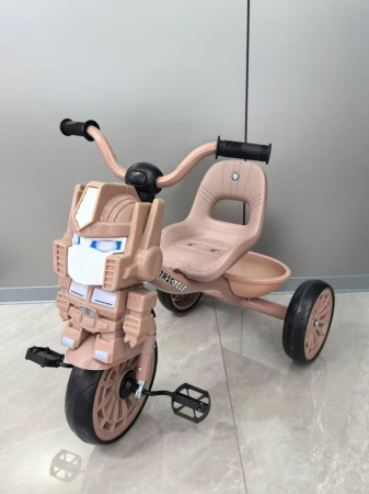 Tricicleta cu maner Kinderplay PRO601 3 in 1 pentru copii, roti EVA, pedale, centura, compartiment depozitare, roz [1]
