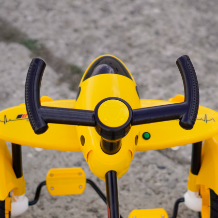Tricicleta cu pedale Kinderplay Air 360, pentru copii 2-4 ani, scaun ergonomic, galbena [12]
