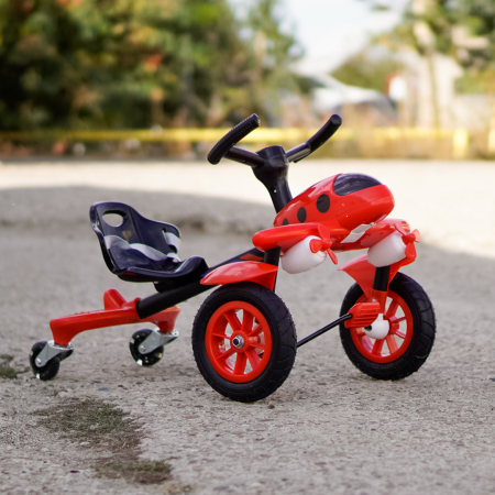 Tricicleta cu pedale Kinderplay Air 360, pentru copii 2-4 ani, scaun ergonomic, rosie [2]