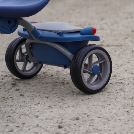 Tricicleta cu pedale Kinderplay Baby Flyer, pentru copii 2-4 ani, roti moi EVA, pliabila, albastra [12]