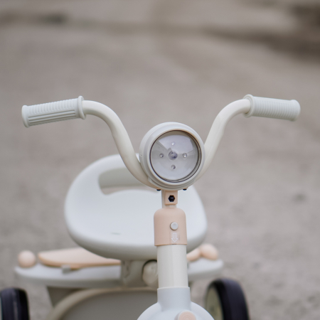 Tricicleta cu pedale Kinderplay Baby Flyer, pentru copii 2-4 ani, roti moi EVA, pliabila, bej [10]