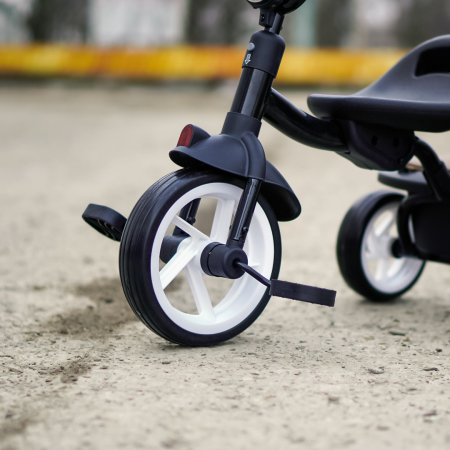 Tricicleta cu pedale Kinderplay Baby Flyer, pentru copii 2-4 ani, roti moi EVA, pliabila, neagra [7]