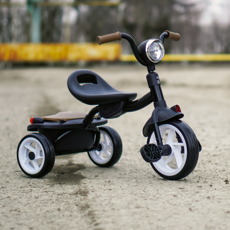 Tricicleta cu pedale Kinderplay Baby Flyer, pentru copii 2-4 ani, roti moi EVA, pliabila, neagra [2]