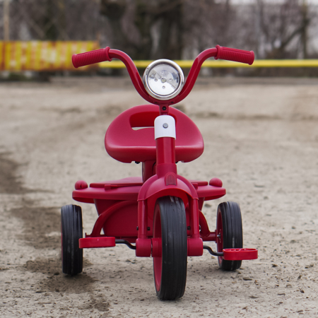 Tricicleta cu pedale Kinderplay Baby Flyer, pentru copii 2-4 ani, roti moi EVA, pliabila, rosie [11]